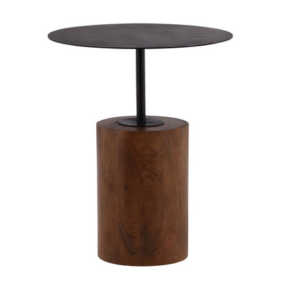 Brown and Black Mango Wood and Iron Table 20 in Wide