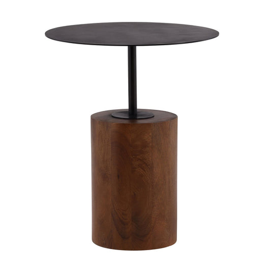 Brown and Black Mango Wood and Iron Table 20 in Wide