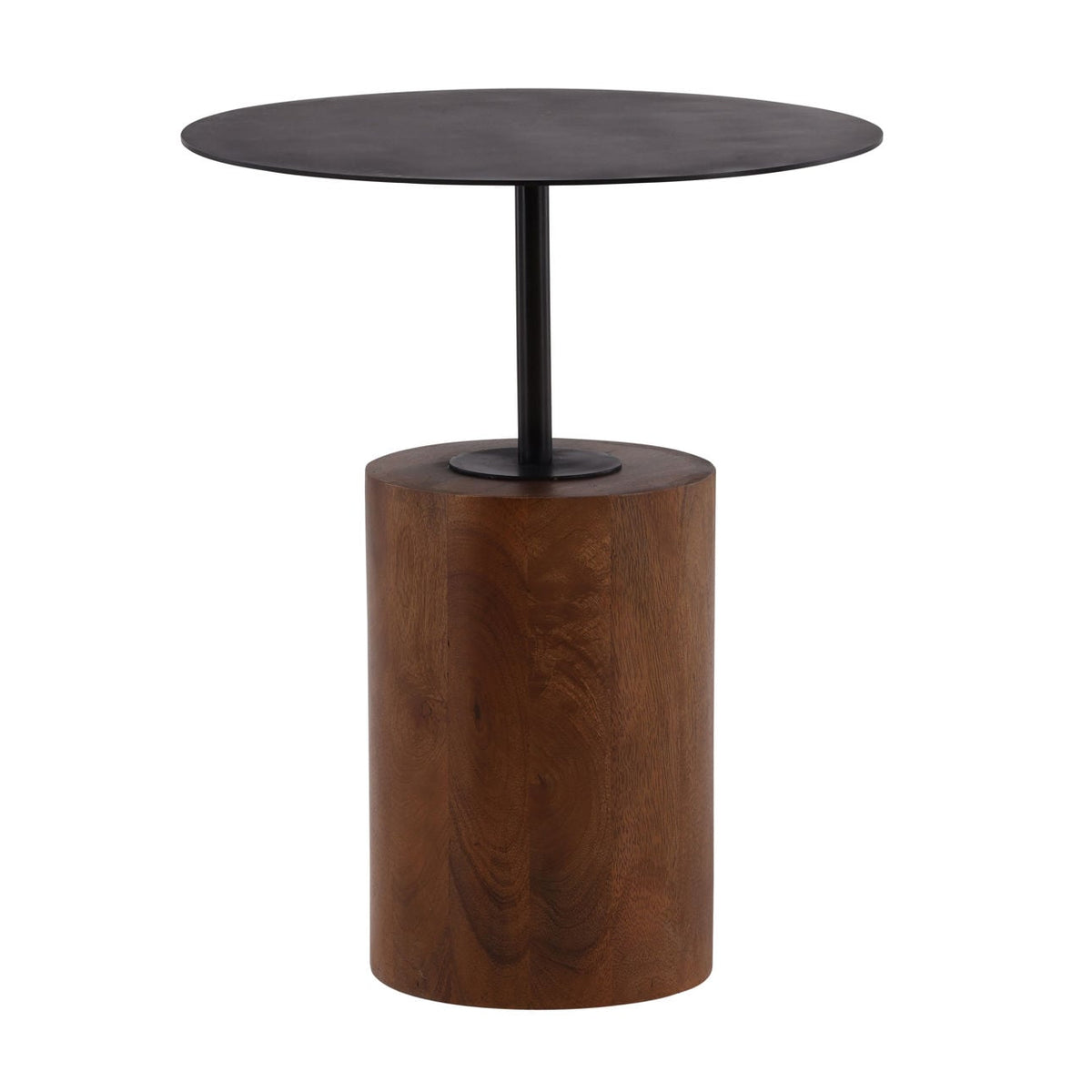 Modern Mango Wood and Iron Side Table