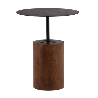 Modern Mango Wood and Iron Side Table