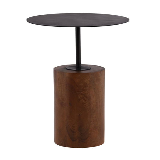 Modern Mango Wood and Iron Side Table