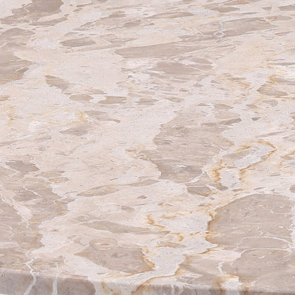 Light Natural Tendu Marble and Mango Wood Table 48 in Wide