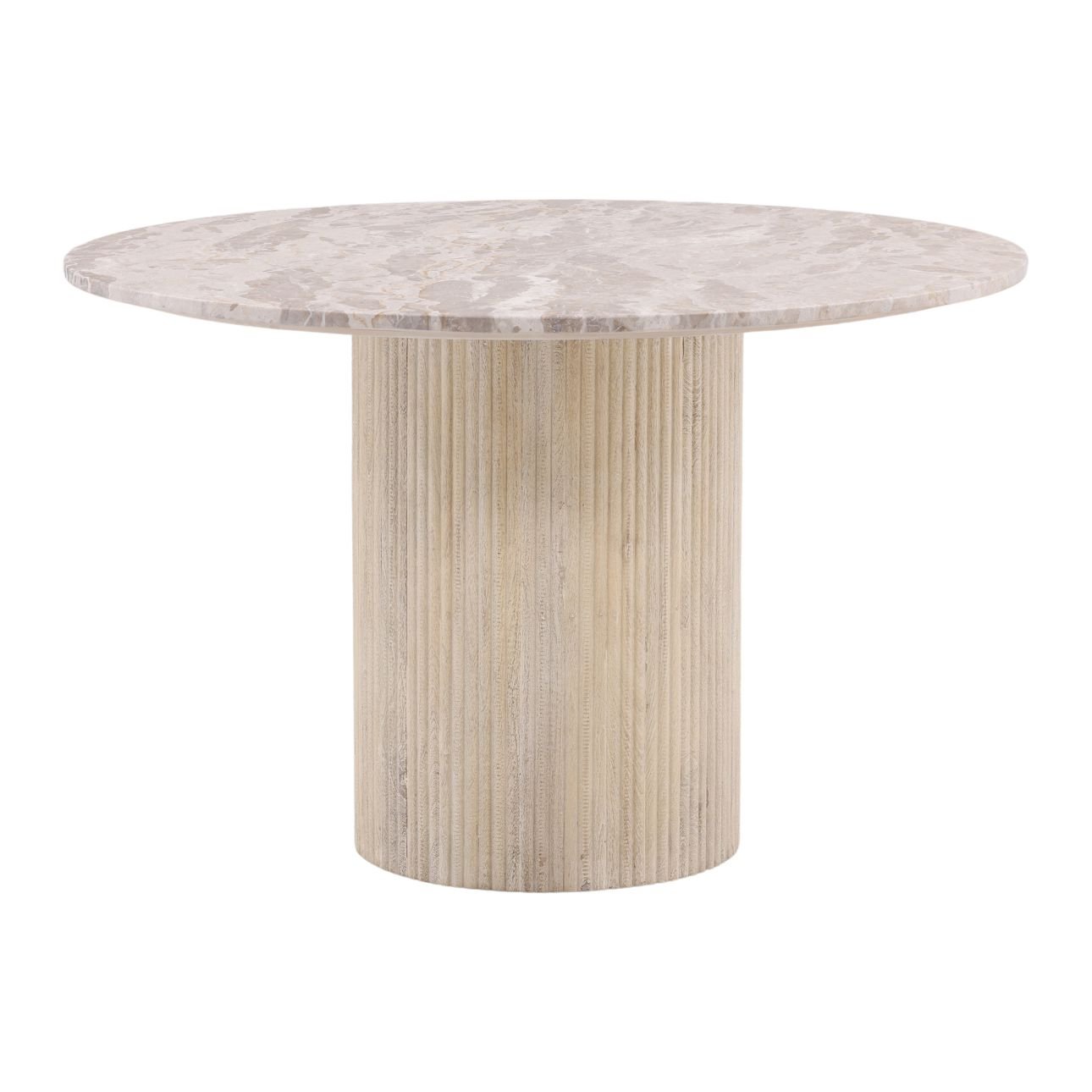 Light Natural Tendu Marble and Mango Wood Table 48 in Wide