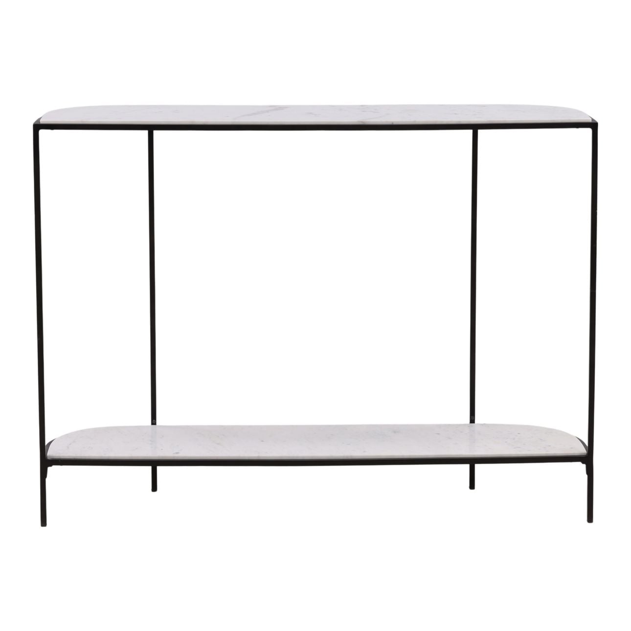 White and Black Banswara Marble and Iron Table 43 in Wide