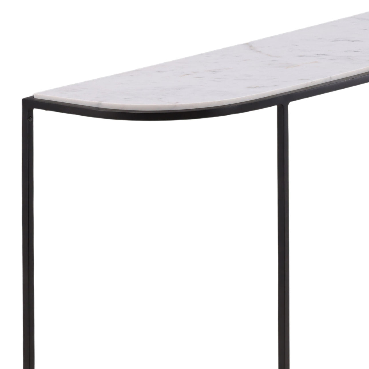 White and Black Banswara Marble and Iron Table 43 in Wide