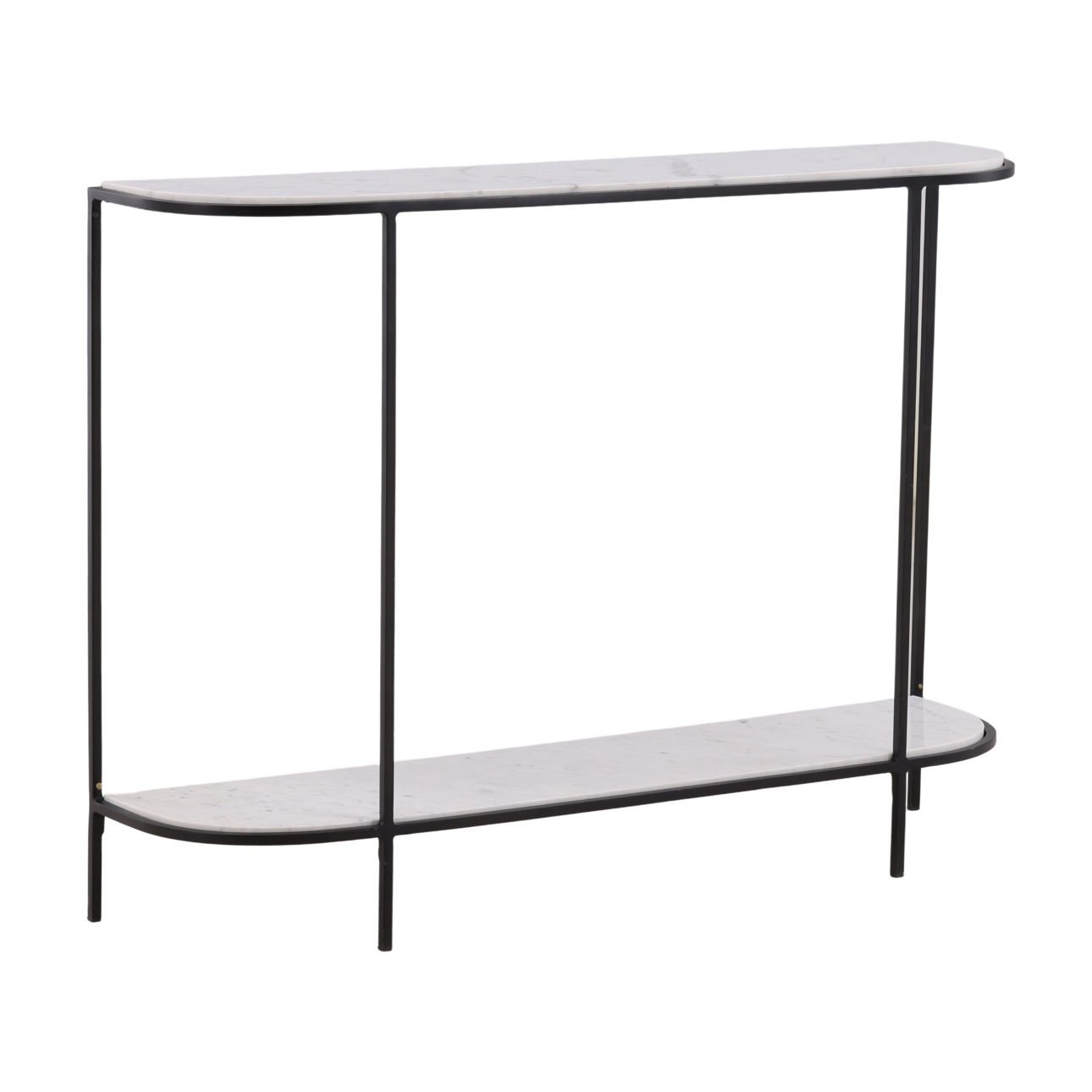 White and Black Banswara Marble and Iron Table 43 in Wide