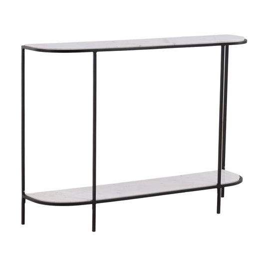 Elevated Banswara Marble and Iron Console Table
