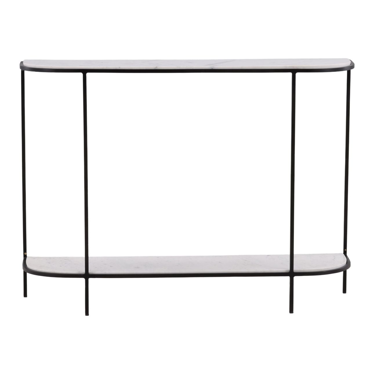 White and Black Banswara Marble and Iron Table 43 in Wide