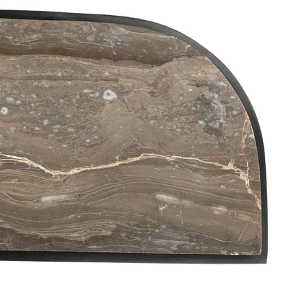 Brown and Black Marble and Iron Table 36 in Wide