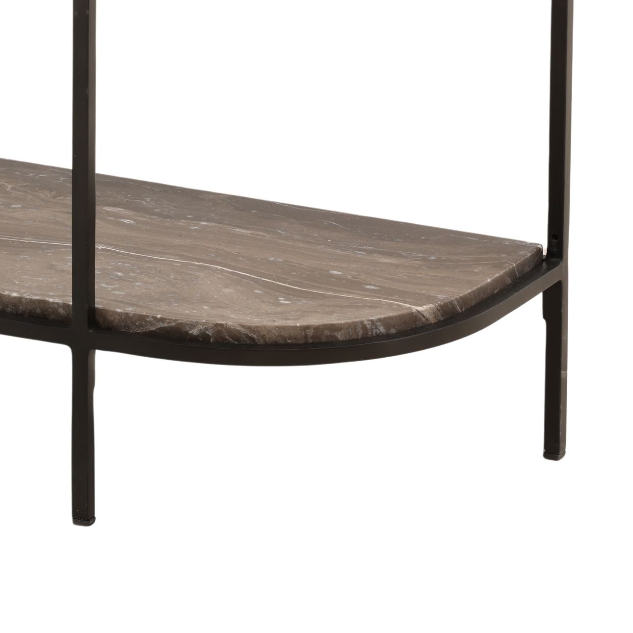 Brown and Black Marble and Iron Table 36 in Wide