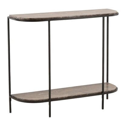 Brown and Black Marble and Iron Table 36 in Wide