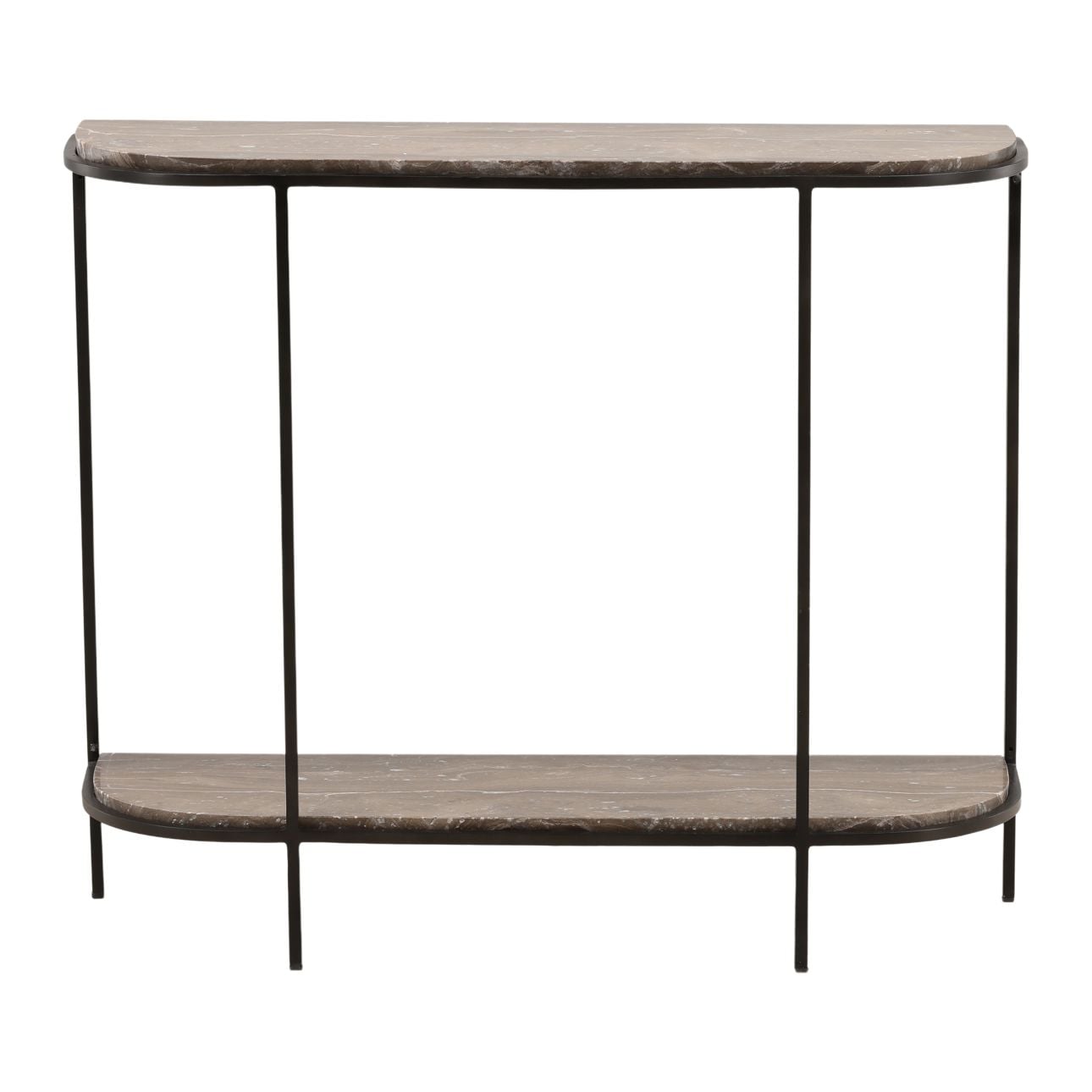 Brown and Black Marble and Iron Table 36 in Wide
