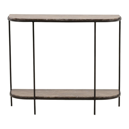Brown and Black Marble and Iron Table 36 in Wide