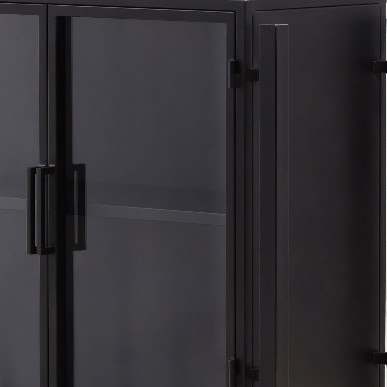 Black Iron and Glass Sideboard 73 in Wide