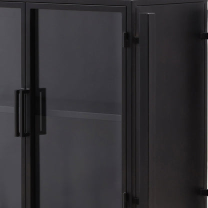 Black Iron and Glass Sideboard 73 in Wide
