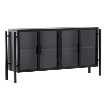 Black Iron and Glass Sideboard 73 in Wide