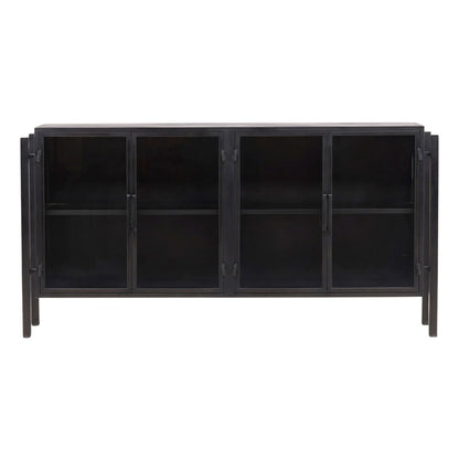 Black Iron and Glass Sideboard 73 in Wide
