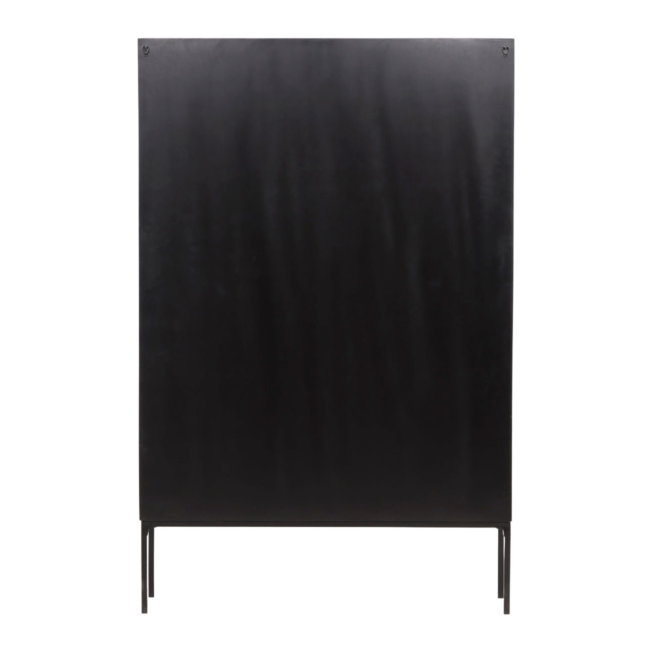 Black and Natural Iron, Glass and Oak Veneer Cabinet 48 in Wide