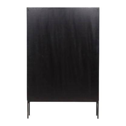 Black and Natural Iron, Glass and Oak Veneer Cabinet 48 in Wide