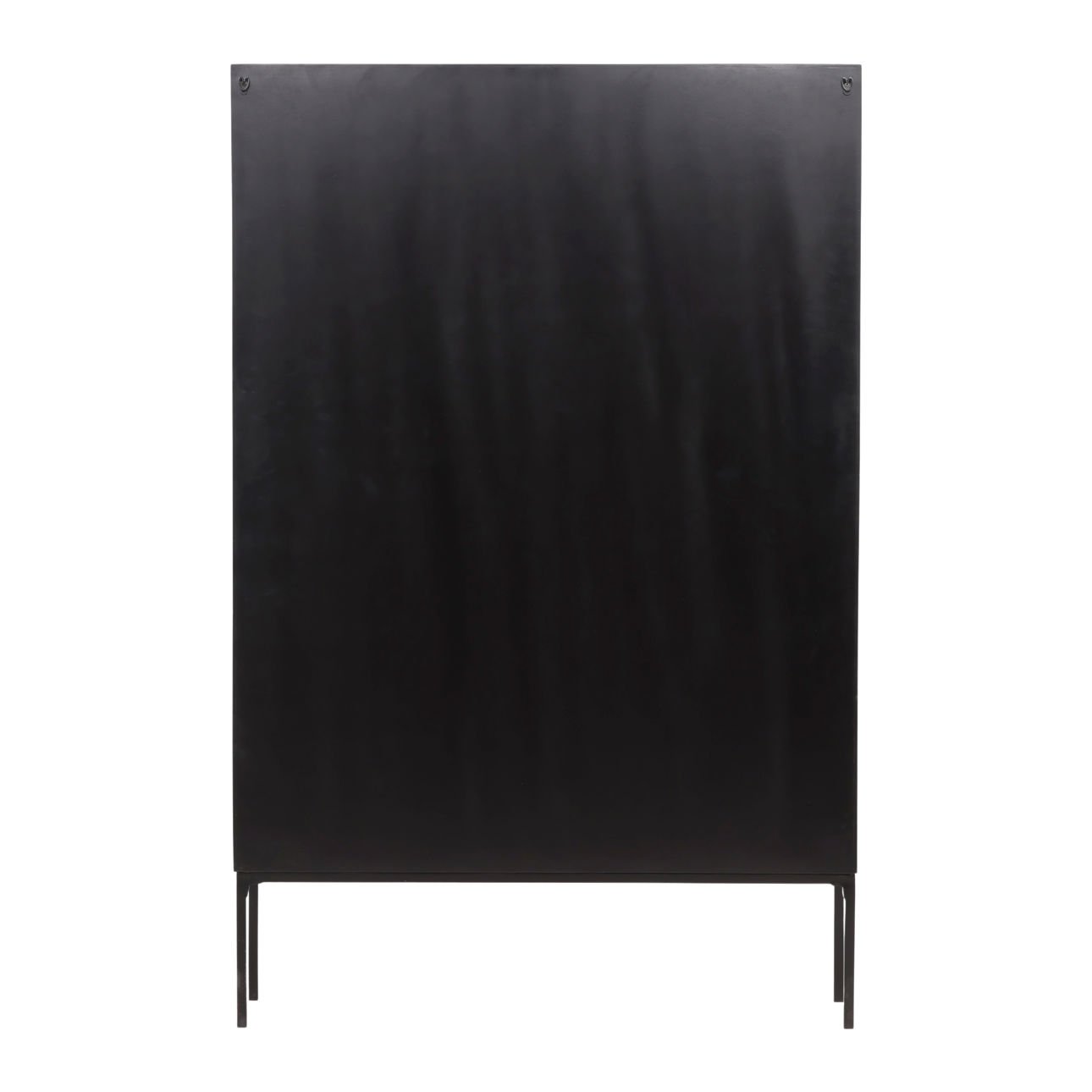 Black and Natural Iron, Glass and Oak Veneer Cabinet 48 in Wide