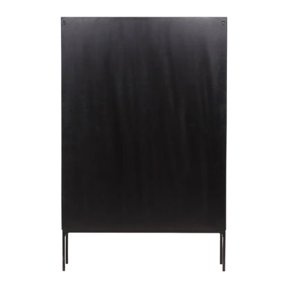 Black and Natural Iron, Glass and Oak Veneer Cabinet 48 in Wide