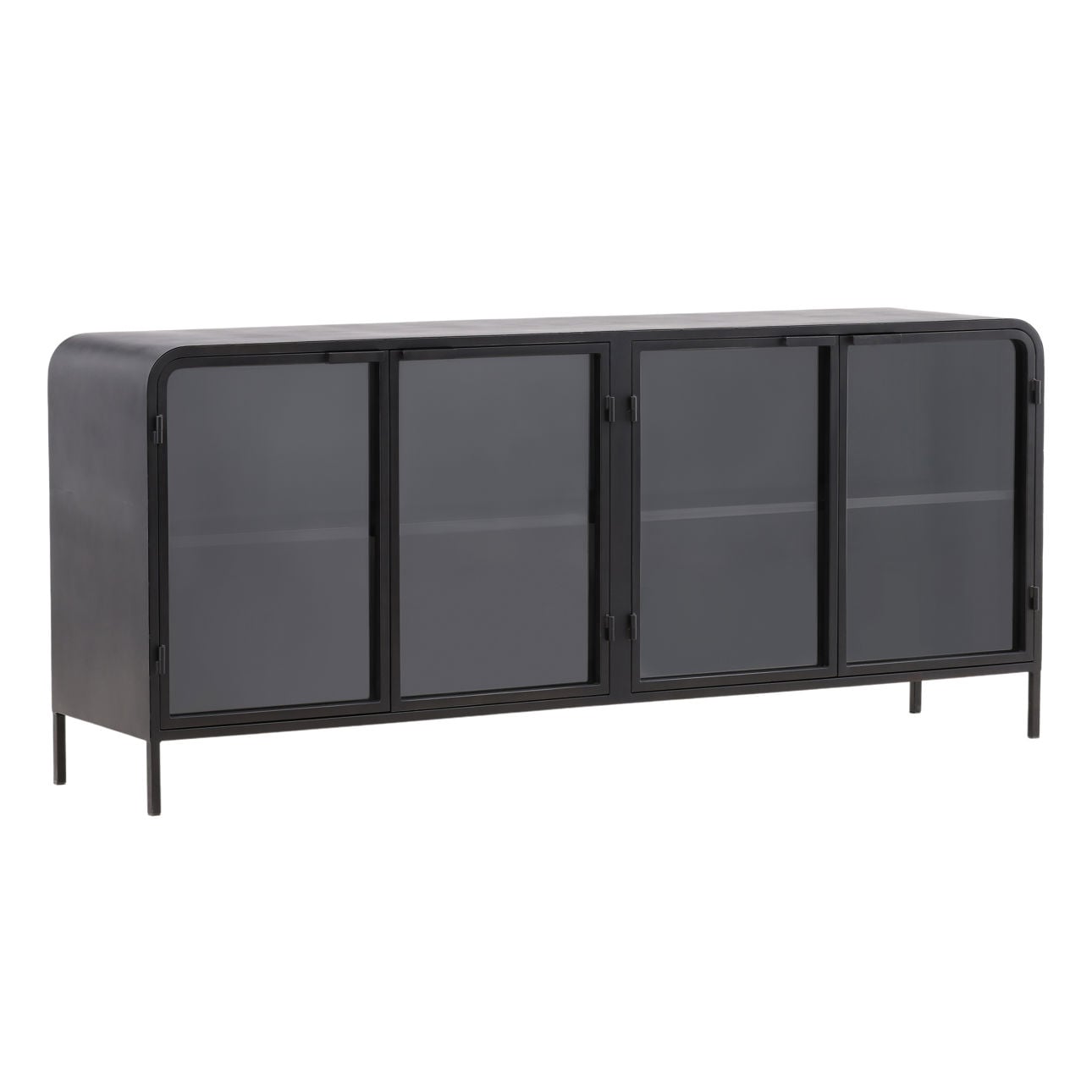 Black Iron and Glass Sideboard 78.5 in Wide