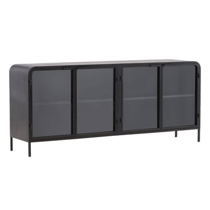 Black Iron and Glass Sideboard 78.5 in Wide
