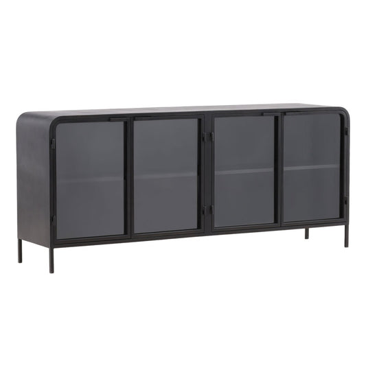 Black Iron and Glass Sideboard 78.5 in Wide