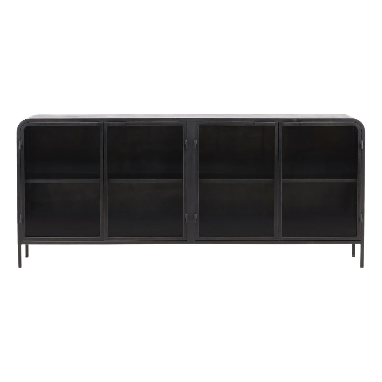 Black Iron and Glass Sideboard 78.5 in Wide