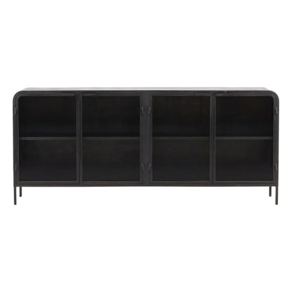 Black Iron and Glass Sideboard 78.5 in Wide