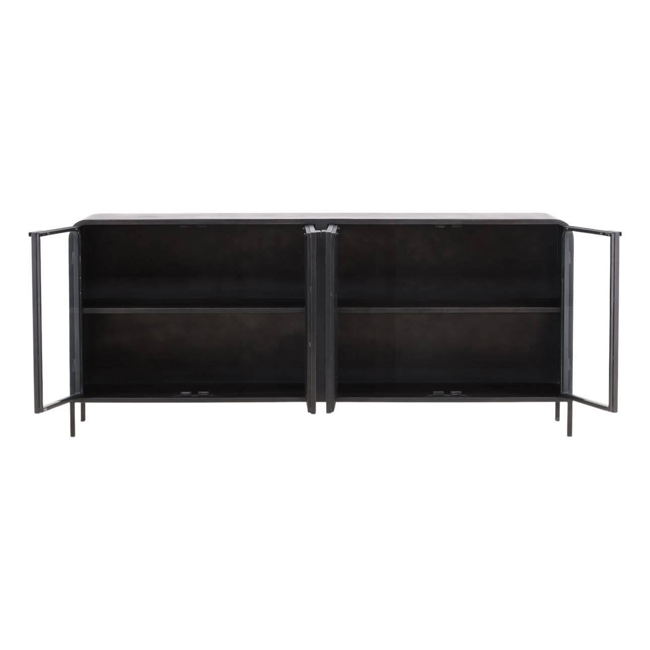 Black Iron and Glass Sideboard 78.5 in Wide