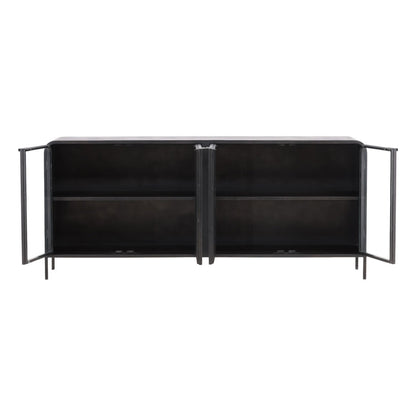 Black Iron and Glass Sideboard 78.5 in Wide