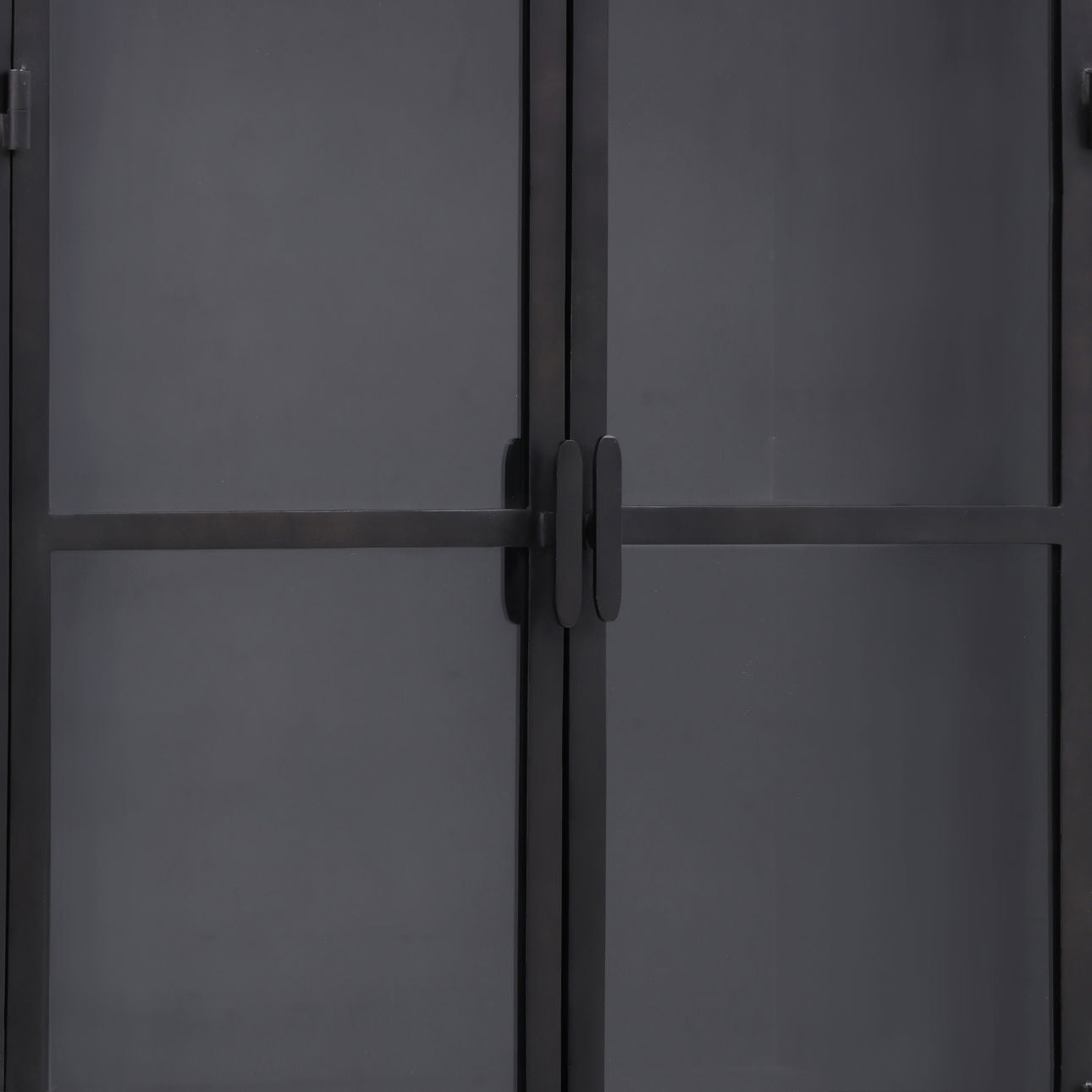 Black Iron and Glass Cabinet 32 in Wide