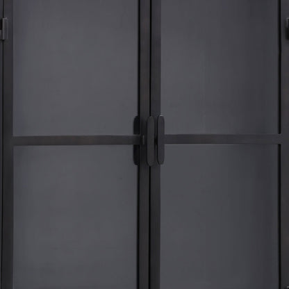 Black Iron and Glass Cabinet 32 in Wide