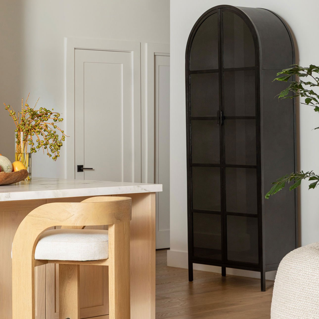 Black Iron and Glass Cabinet 32 in Wide