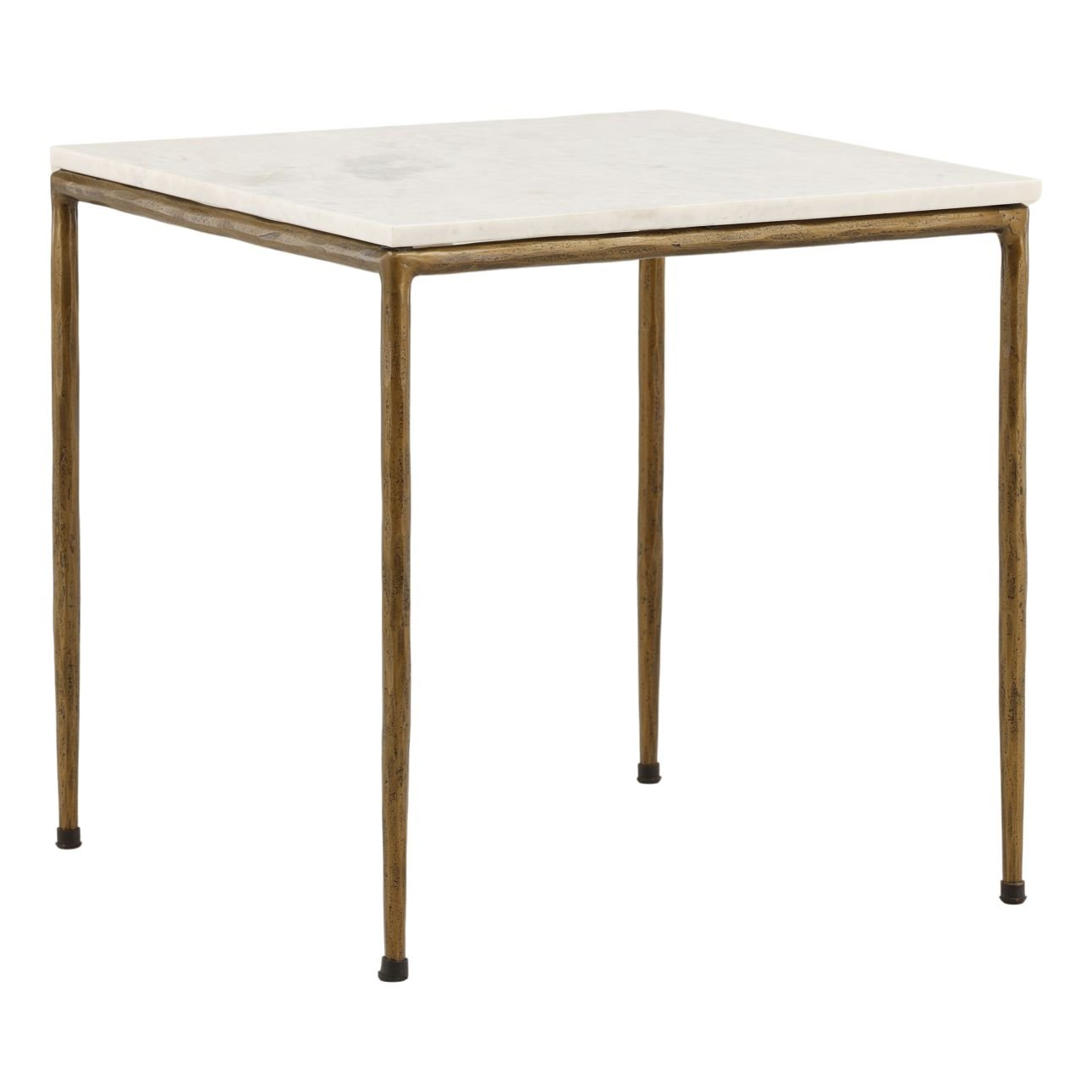 White and Antique Brass Marble and Iron Table 20 in Wide