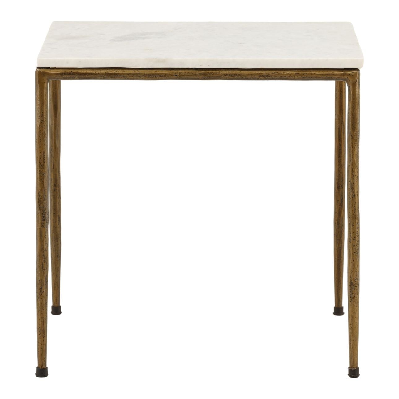 White and Antique Brass Marble and Iron Table 20 in Wide