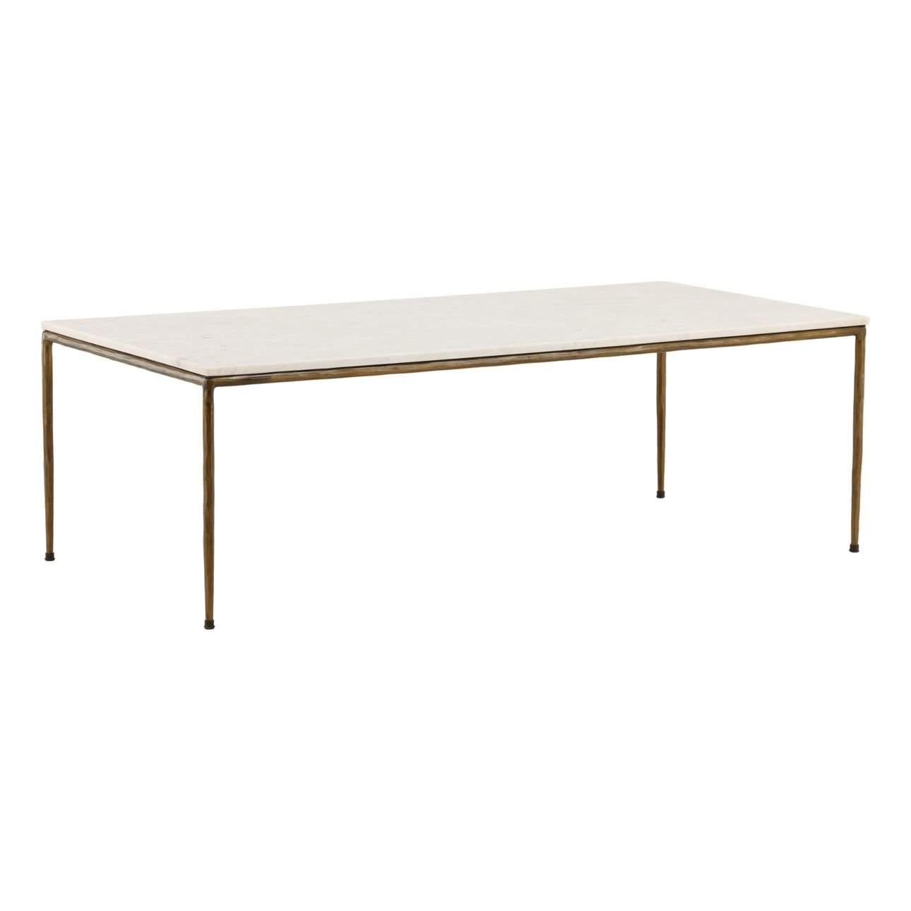 White and Antique Brass Marble and Iron Table 55 in Wide
