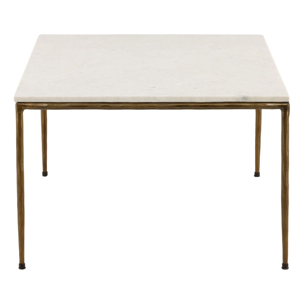 White and Antique Brass Marble and Iron Table 55 in Wide