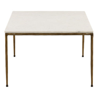 White and Antique Brass Marble and Iron Table 55 in Wide