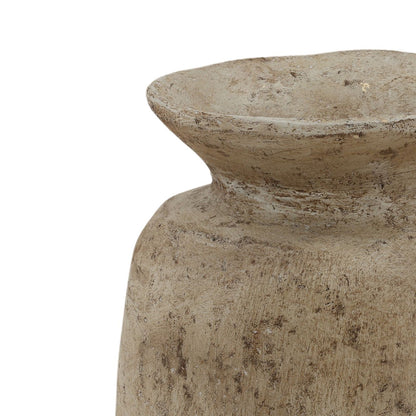 Beige Paper Mache Vase 12 in Wide