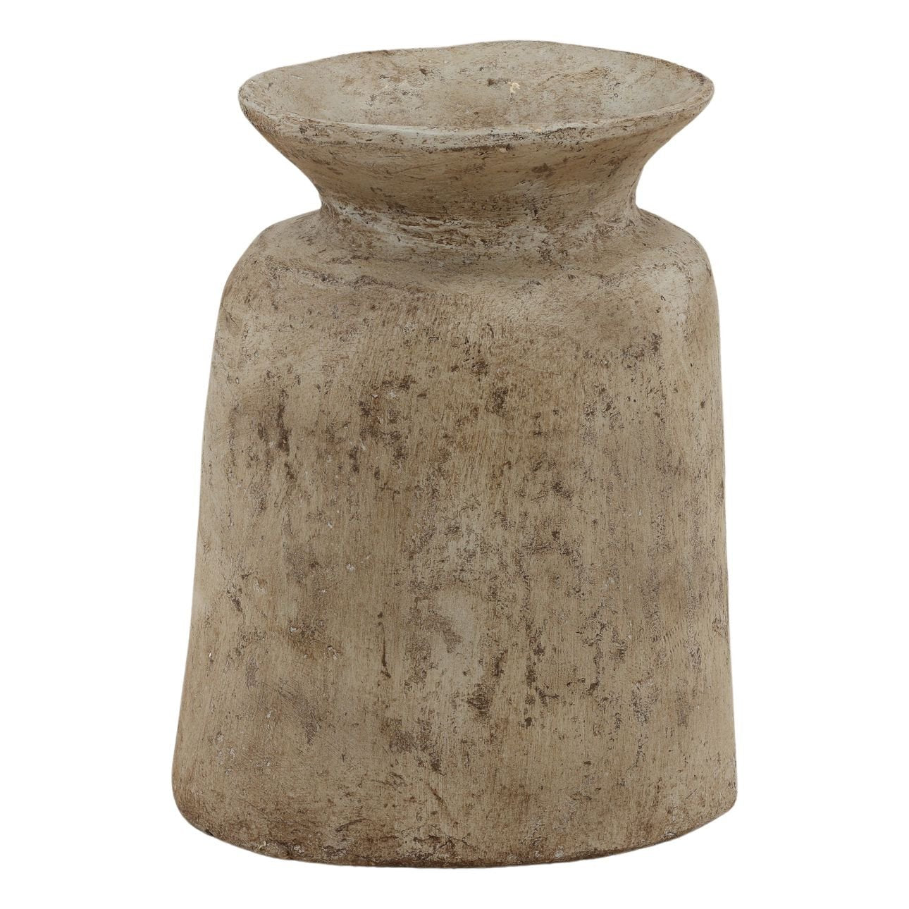 Beige Paper Mache Vase 12 in Wide