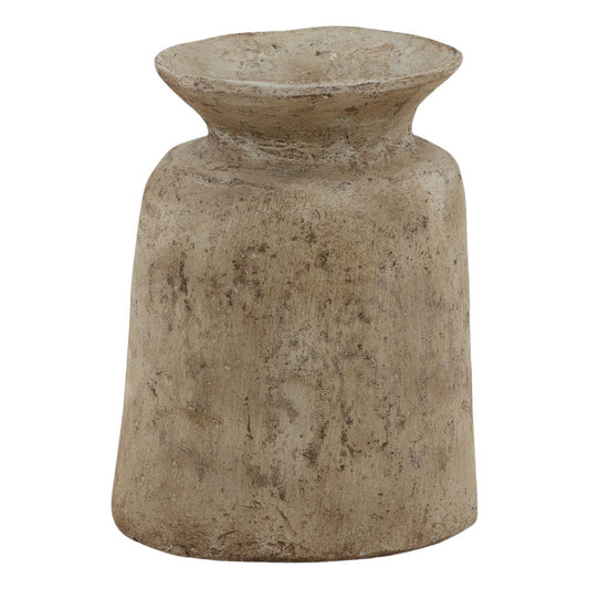 Beige Paper Mache Vase 12 in Wide
