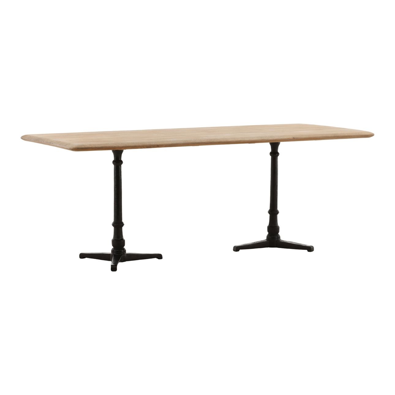 Natural and Black Mango Wood and Iron Table 78 in Wide
