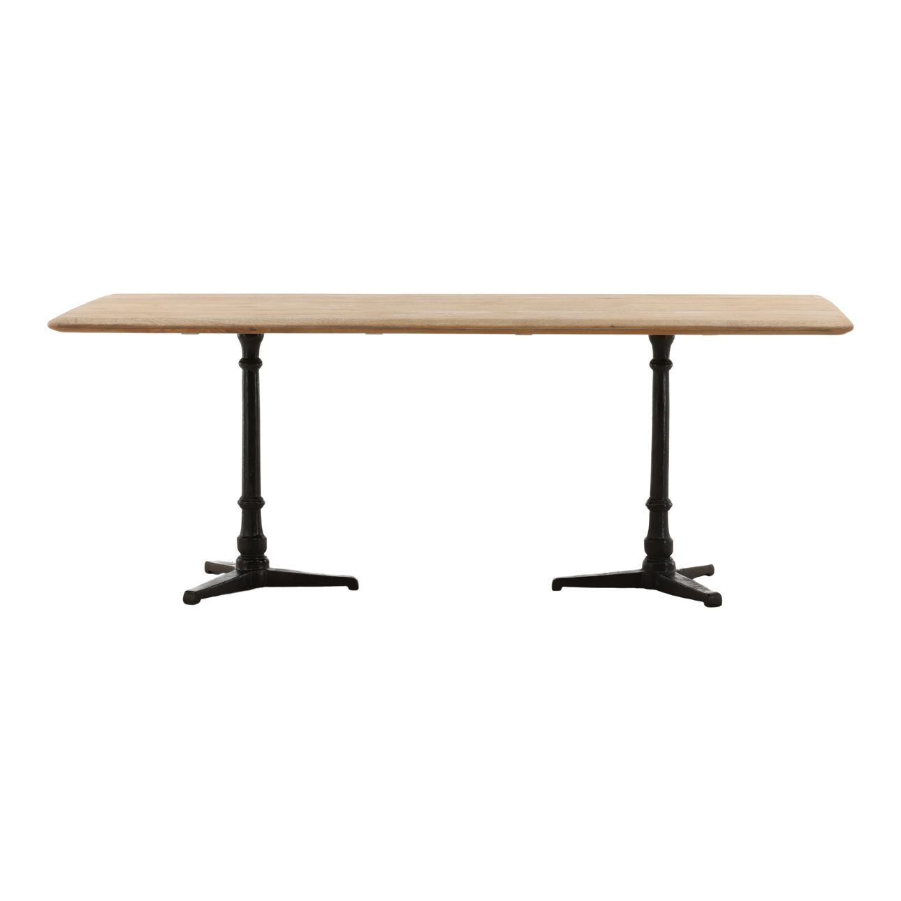 Natural and Black Mango Wood and Iron Table 78 in Wide