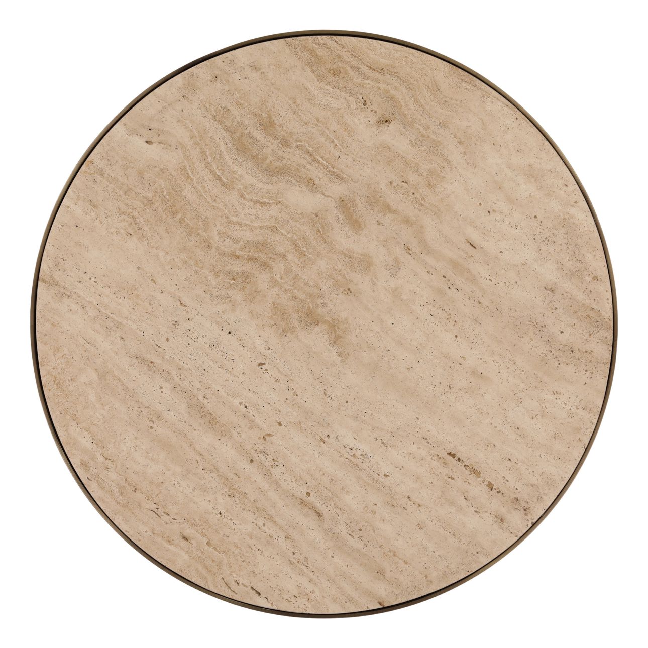 Natural and Antique Brass Travertine and Iron Table 28 in Wide