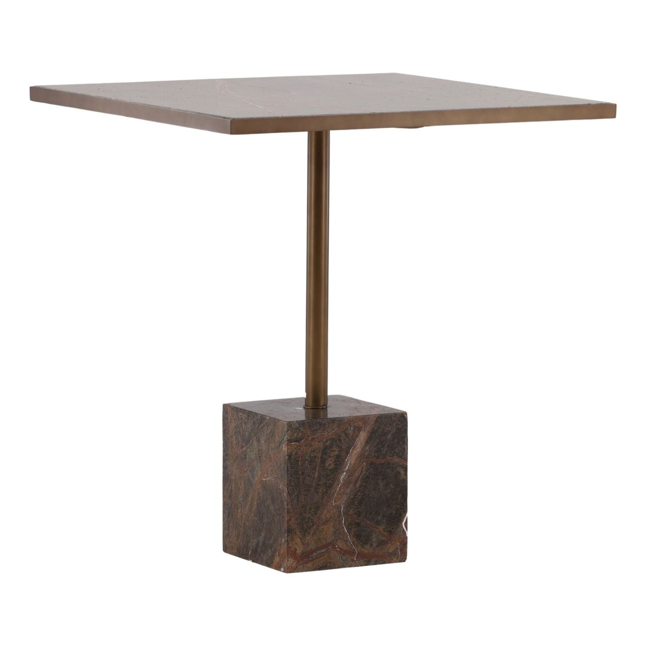 Brown and Green Marble and Antique Brass Bidasar Marble and Iron Table 28 in Wide
