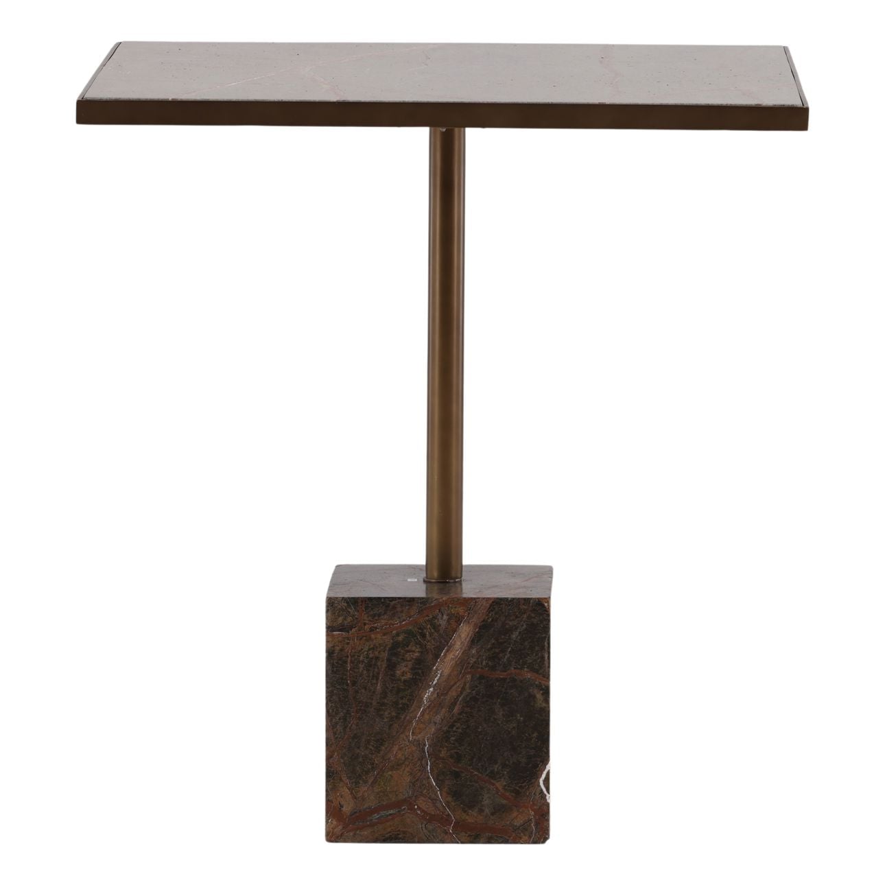 Brown and Green Marble and Antique Brass Bidasar Marble and Iron Table 28 in Wide