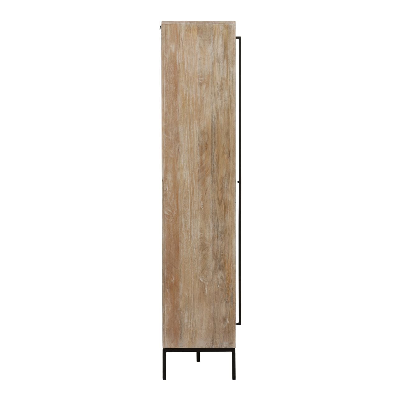 Natural and Black Mango Wood, Iron and Glass Cabinet 48 in Wide