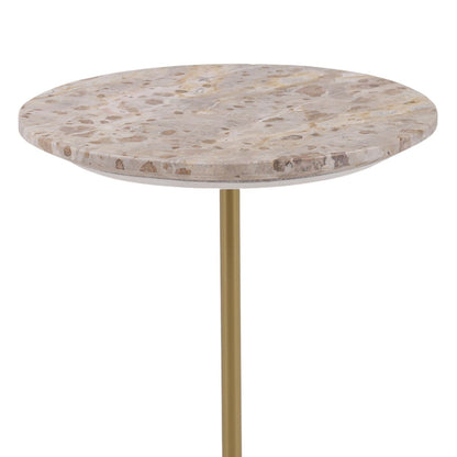 Beige and Brass Tendu Marble, Rajnagar Marble and Iron Table 15 in Wide